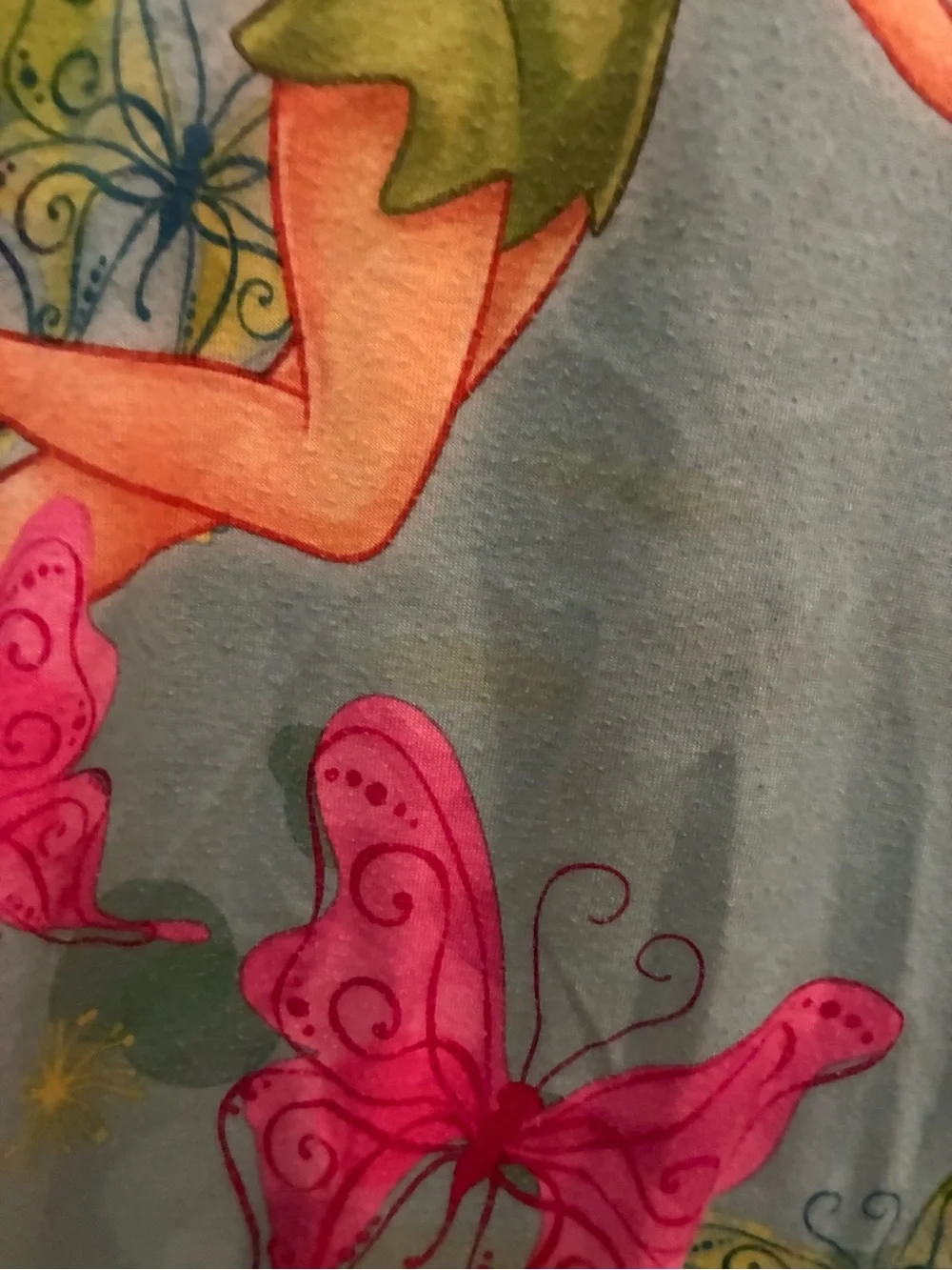 Disney Tinker Bell Aqua Nightgown with Pink & Green Butterflies - Picture 2 of 5